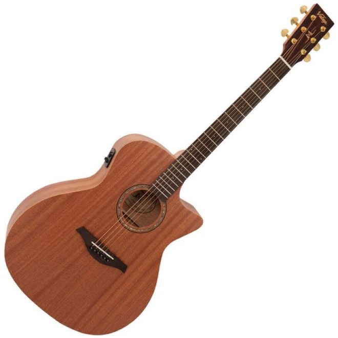 Vintage Mahogany Series “Grand Auditorium” Cut-Away Electro-Acoustic Guitar – Satin Mahogany